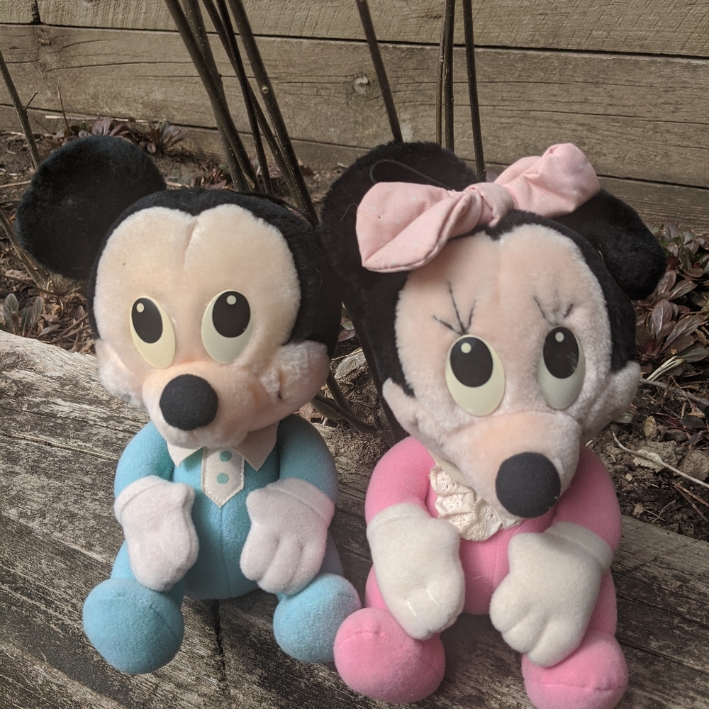 Vintage Baby Mickey & Minnie Mouse Plushs EUC